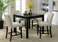 CM3314-PT-5PK 5 pc Kristie antique black finish wood counter height dining table set with padded chairs nail head trim accents