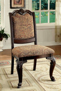 CM3319F-SC 2 pc bellagio brown cherry finish wood fabric upholstered seat and back dining side chairs