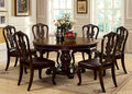 CM3319RT-W-7PC 7 pc bellagio brown cherry finish wood 60" round dining table set wood back chairs