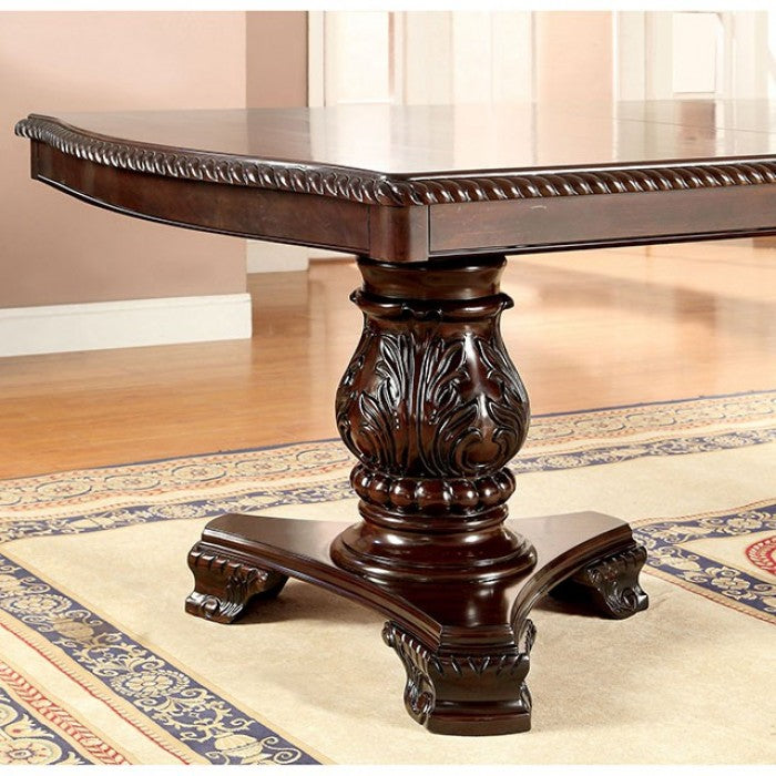 CM3319T-7PC 7 pc bellagio brown cherry finish wood double pedestal dining table set