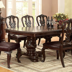 CM3319T-3319L-SC-7PC 7 pc bellagio brown cherry finish wood double pedestal dining table set