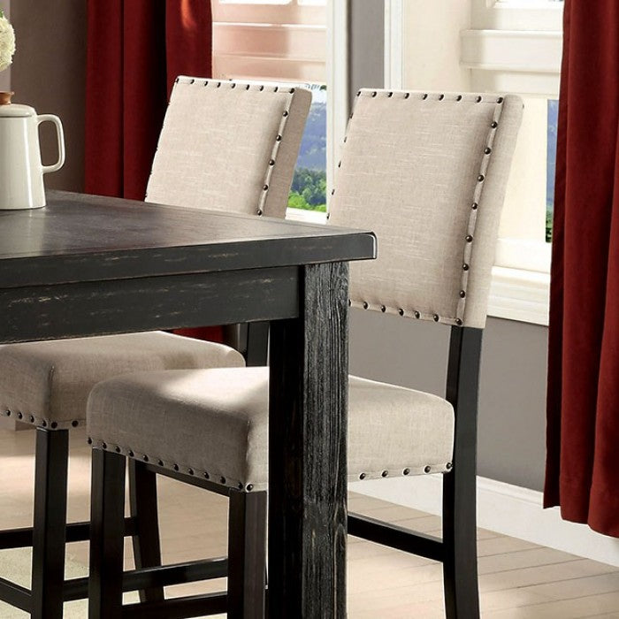 CM3324BK-PT-5PC 5 pc sania black finish wood counter height dining table set with padded chairs