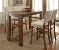 CM3324-BT-5PC 5 pc sania oak finish wood bar height dining table set with padded chairs