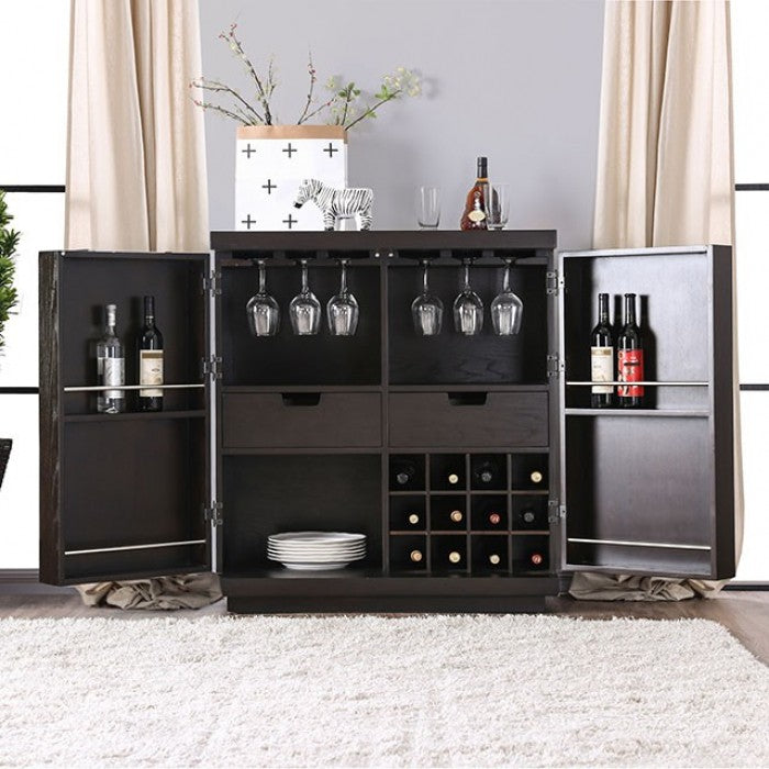 CM3337SV Modoc espresso finish wood wine bar storage cabinet server buffet