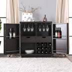 CM3337SV Modoc espresso finish wood wine bar storage cabinet server buffet