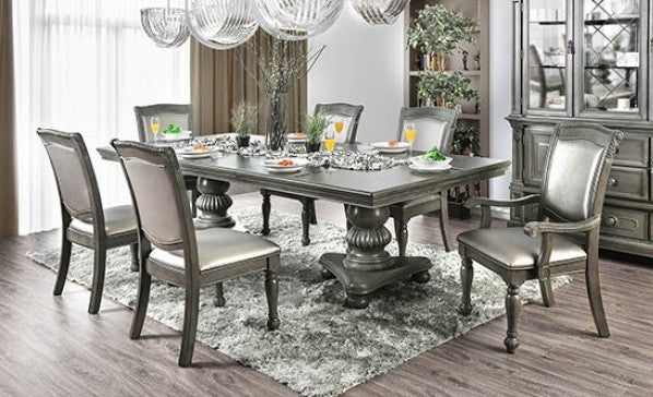 CM3350GY-T-7pc 7 pc Astoria grand oberlin alpena gray finish wood double pedestal dining table set