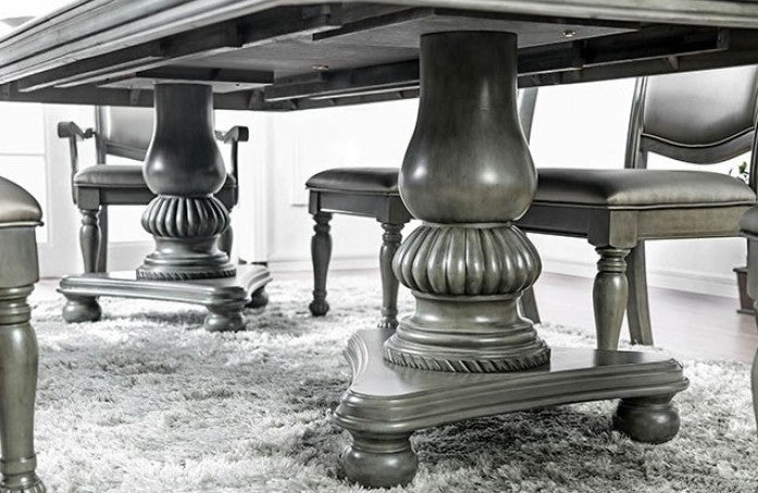 CM3350GY-T-7pc 7 pc Astoria grand oberlin alpena gray finish wood double pedestal dining table set