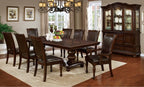 CM3350T-7pc 7 pc Alcott hill montcalm alpena brown cherry finish wood double pedestal dining table set