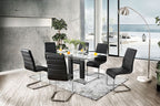 CM3362BKT-7PC 7 pc Orren ellis richfield curved glass top dining table set black chairs