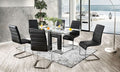 CM3362BKT-7PC 7 pc Orren ellis richfield curved glass top dining table set black chairs