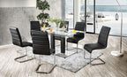 CM3362BKT-7PC 7 pc Orren ellis richfield curved glass top dining table set black chairs