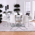 CM3362T-7PC 7 pc Orren ellis richfield curved glass top dining table set white chairs