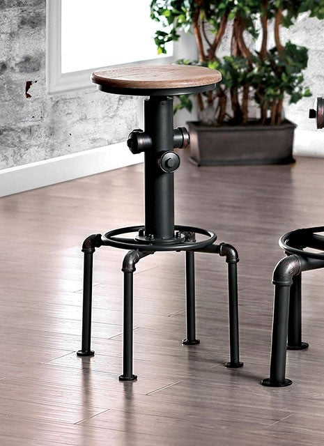 CM3367BC Set of 2 Foskey antique black fire hydrant inspired bar height swivel stool