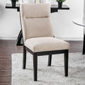 CM3393SC Set of 2 Altamira jasmin black finish wood beige fabric dining chairs