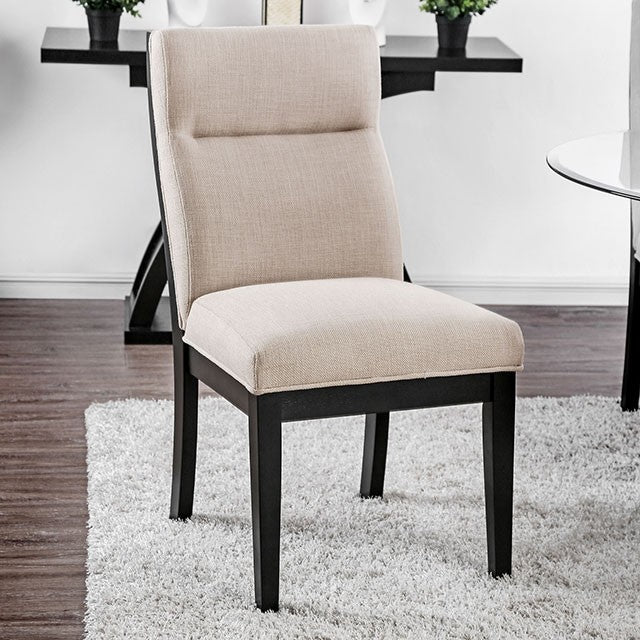 CM3393SC Set of 2 Altamira jasmin black finish wood beige fabric dining chairs