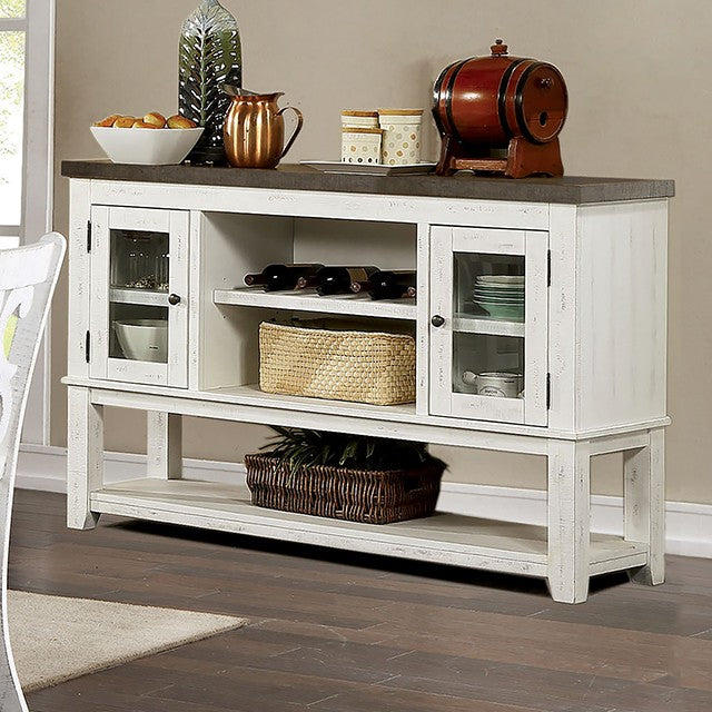 CM3417GY-SV Gracie oaks auletta distressed white and grey finish wood server sideboard buffet cabinet