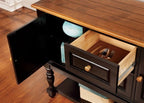 CM3431SV Hokku designs tanner mayville antique oak and black finish wood server console buffet cabinet