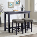 CM3474BL-PT-3PK 3 pc Topline caerleon blue finish wood padded seats counter height dining table set