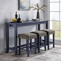 CM3474BL-PT-4PK 4 pc Topline caerleon blue finish wood padded seats counter height dining table set