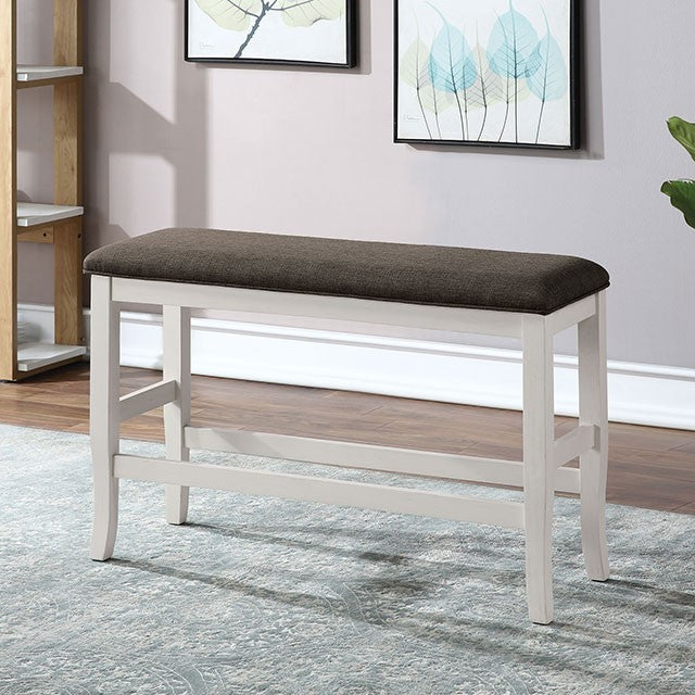 CM3498PBN Canora grey grena heidelberg off white finish wood counter height bench padded seat