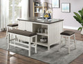 CM3498PT-4PC 4 pc Canora grey grena heidelberg off white dark grey finish wood kitchen island counter height dining table set