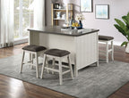CM3498PT-5PC 5 pc Canora grey grena heidelberg off white dark grey finish wood kitchen island counter height dining table set