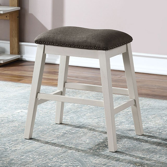 Canora Grey Heidelberg Off White & Dark Grey 4-Pc Counter Height Kitchen Island Dining Set with Stools & Bench – CM3498PT-4PC