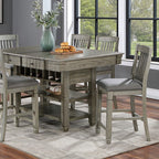 CM3512GY-PT-7PC 7 pc Canora grey ananya gray finish wood counter height dining table set storage pedestal with drawers
