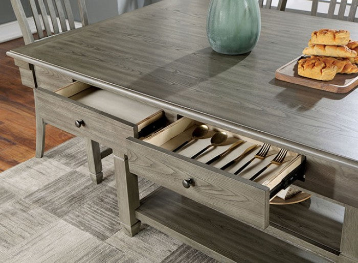 CM3512GY-PT-7PC 7 pc Canora grey ananya gray finish wood counter height dining table set storage pedestal with drawers