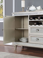 CM3541SV-SV Cathalina silver finish wood mirror accents dining buffet server sideboard cabinet