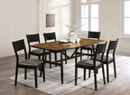 CM3548A-T-7PC 7 pc Oberwil mid-century modern two tone antique oak and black finish wood dining table set