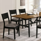 CM3548A-T-7PC 7 pc Oberwil mid-century modern two tone antique oak and black finish wood dining table set