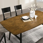 CM3548A-T-7PC 7 pc Oberwil mid-century modern two tone antique oak and black finish wood dining table set