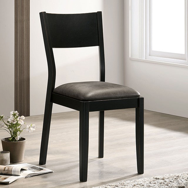 CM3548GY-SC Set of s Oberwil mid-century modern black finish wood dining chairs