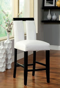 CM3559PC Set of 2 Orren ellis luminar ii black finish wood counter height dining chairs white faux leather key hole back design