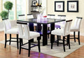 CM3559PT-7PC 7 pc Orren ellis luminar ii black finish wood counter height dining table set center LED frosted glass insert