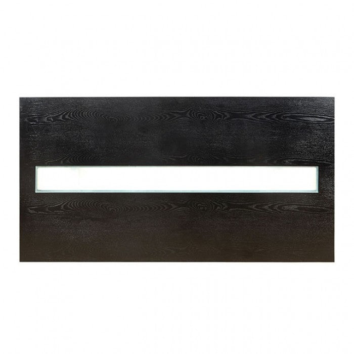 CM3559T-7PC 7 pc Luminate luminar i black finish wood center led frosted glass light strip dining table set