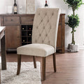 CM3564A-SC Set of 2 Marshall beige linen like fabric antique oak finish wood side chairs