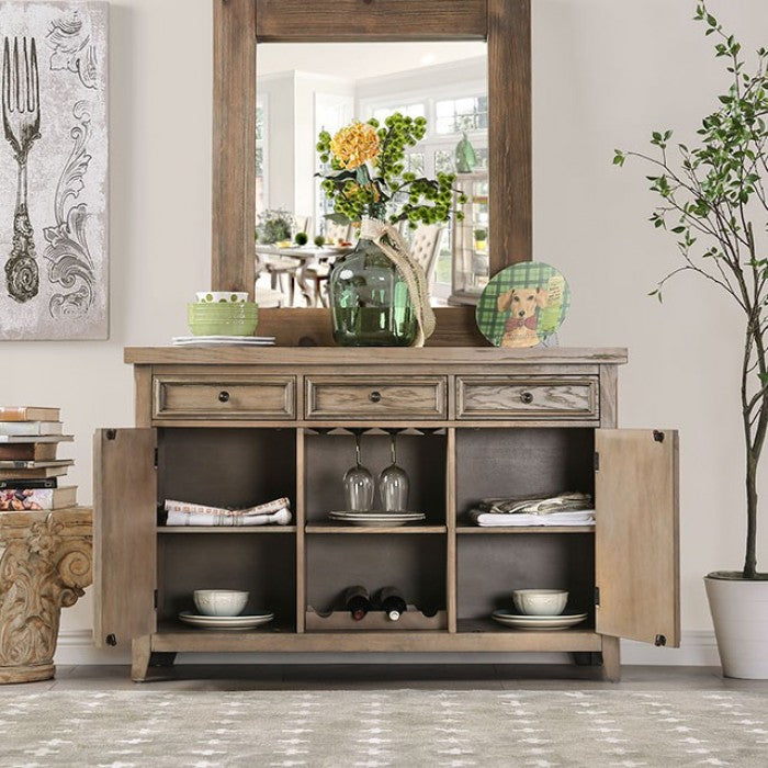 CM3577SV  Copper grove baghdati patience natural finish wood storage cabinet server buffet