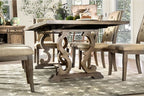 CM3577T-7PC 7 pc Patience rustic natural finish wood trestle base dining table set