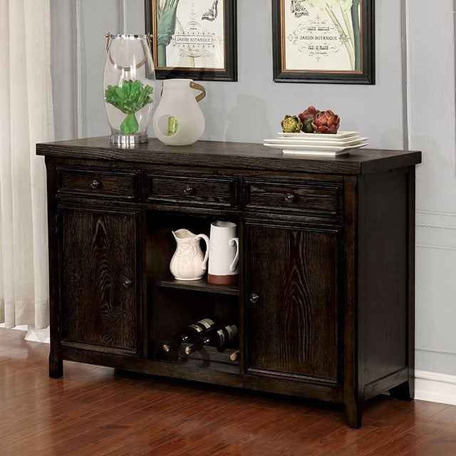 CM3577WN-SV  Copper grove baghdati patience dark walnut finish wood storage cabinet server buffet