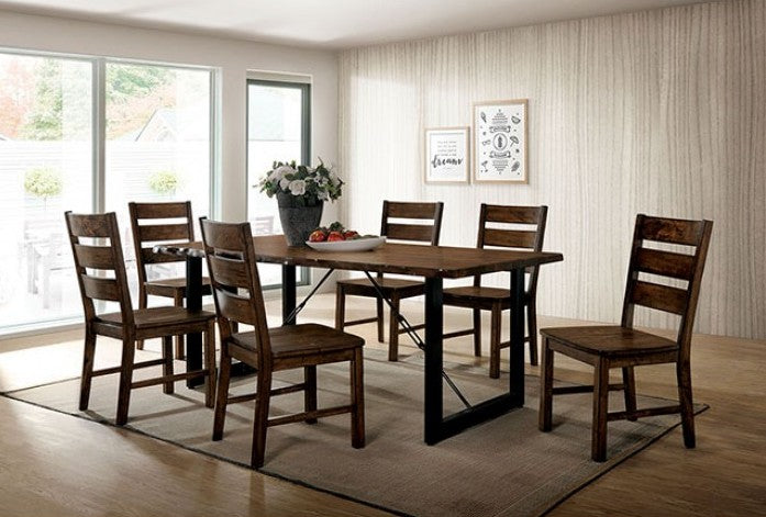 CM3604T-7PC 7 pc Loon peak sherwood dulce industrial style walnut finish wood dining table set