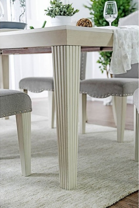 CM3630T-7PC 7 PC One allium way mercedes daniella antique white finish wood dining table set