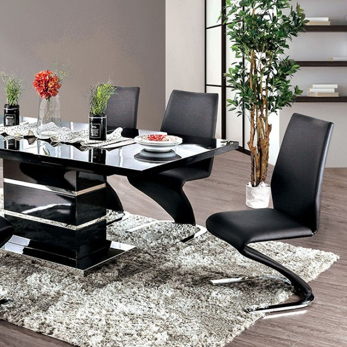 CM3650BK-T-7PC 7 pc Orren ellis mattison midvale modern style black high gloss dining table set