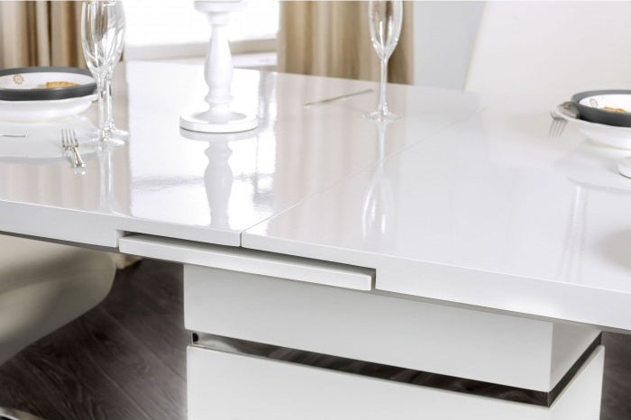 CM3650T-7PC 7 pc Orren ellis mattison midvale modern style white high gloss dining table set