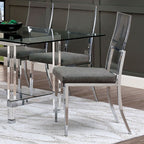 CM3654-T-7PCA 7 pc casper modern style clear glass top and clear acrylic leg dining table set acrylic backs