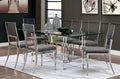 CM3654-T-7PCA 7 pc casper modern style clear glass top and clear acrylic leg dining table set acrylic backs