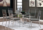 CM3654-T-7PCA 7 pc casper modern style clear glass top and clear acrylic leg dining table set acrylic backs