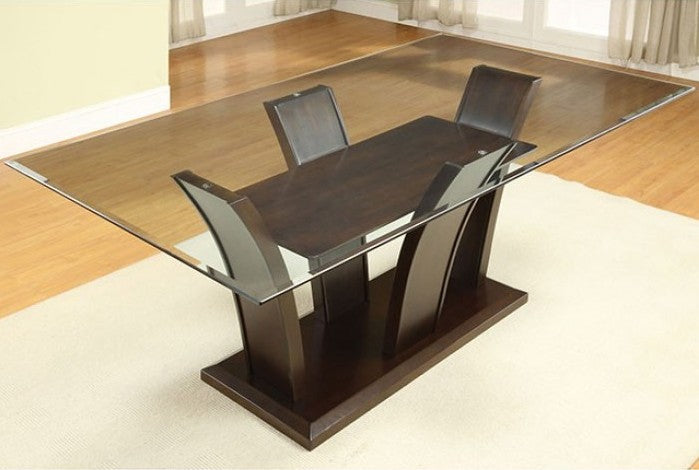 CM3710T-7PC 7 pc Latitude run uptown manhattan i dark cherry finish wood glass top dining table set