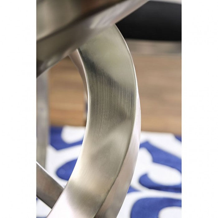 CM3729T-3728-5PC 5 pc Williams import co. roxo modern style satin plated metal 48" round glass dining table set